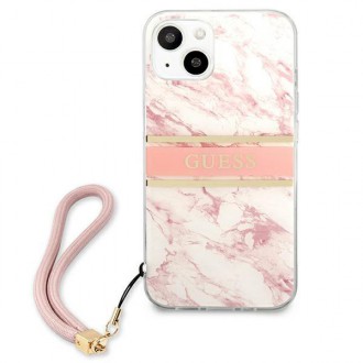 Guess GUHCP13SKMABPI iPhone 13 mini 5,4&quot; růžové/růžové pevné pouzdro Marble Strap Collection
