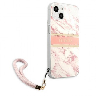 Guess GUHCP13SKMABPI iPhone 13 mini 5,4&quot; růžové/růžové pevné pouzdro Marble Strap Collection