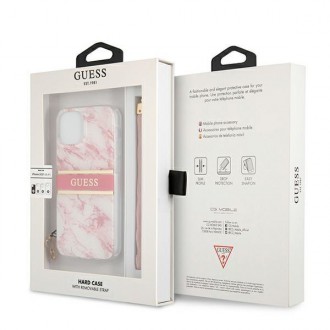 Guess GUHCP13SKMABPI iPhone 13 mini 5,4&quot; růžové/růžové pevné pouzdro Marble Strap Collection