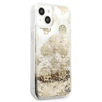 Guess GUHCP13SLGPEGO iPhone 13 mini 5,4&quot; zlatý/zlatý pevný obal Pivoňka Liquid Glitter