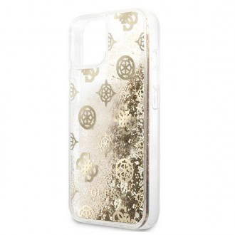 Guess GUHCP13SLGPEGO iPhone 13 mini 5,4&quot; zlatý/zlatý pevný obal Pivoňka Liquid Glitter