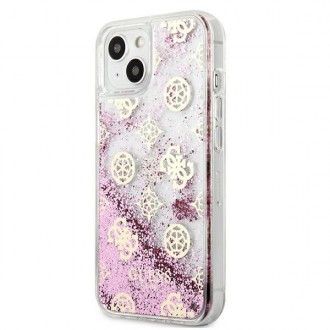 Guess GUHCP13SLGPEPI iPhone 13 mini 5,4&quot; růžové/růžové pevné pouzdro Pivoňka Liquid Glitter