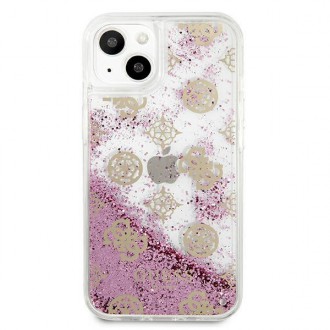 Guess GUHCP13SLGPEPI iPhone 13 mini 5,4&quot; růžové/růžové pevné pouzdro Pivoňka Liquid Glitter