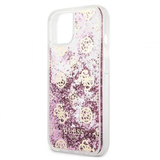 Guess GUHCP13SLGPEPI iPhone 13 mini 5,4&quot; růžové/růžové pevné pouzdro Pivoňka Liquid Glitter