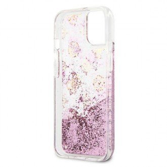 Guess GUHCP13SLGPEPI iPhone 13 mini 5,4&quot; růžové/růžové pevné pouzdro Pivoňka Liquid Glitter