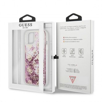 Guess GUHCP13SLGPEPI iPhone 13 mini 5,4&quot; růžové/růžové pevné pouzdro Pivoňka Liquid Glitter