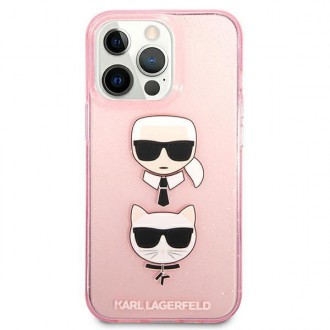 Karl Lagerfeld KLHCP13LKCTUGLP iPhone 13 Pro / 13 6,1" różowy/pink hardcase Glitter Karl`s & Choupette