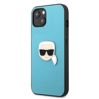 Karl Lagerfeld KLHCP13MPKMB iPhone 13 6,1" niebieski/blue hardcase Leather Ikonik Karl`s Head Metal