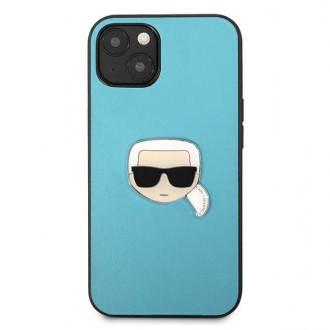 Karl Lagerfeld KLHCP13MPKMB iPhone 13 6,1" niebieski/blue hardcase Leather Ikonik Karl`s Head Metal