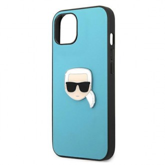 Karl Lagerfeld KLHCP13MPKMB iPhone 13 6,1" niebieski/blue hardcase Leather Ikonik Karl`s Head Metal