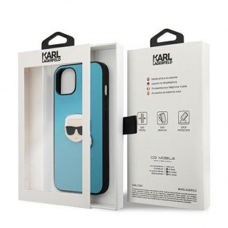 Karl Lagerfeld KLHCP13MPKMB iPhone 13 6,1" niebieski/blue hardcase Leather Ikonik Karl`s Head Metal