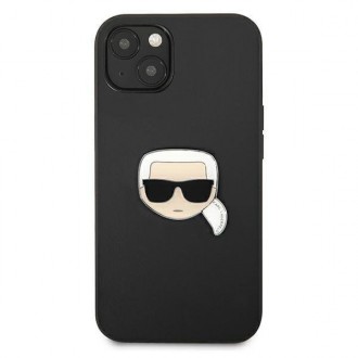 Karl Lagerfeld KLHCP13SPKMK iPhone 13 mini 5,4" czarny/black hardcase Leather Ikonik Karl`s Head Metal