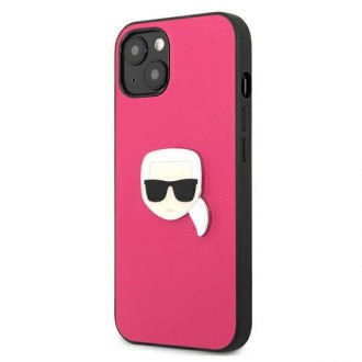 Karl Lagerfeld KLHCP13SPKMP iPhone 13 mini 5,4" różowy/pink hardcase Leather Ikonik Karl`s Head Metal