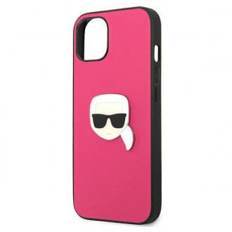 Karl Lagerfeld KLHCP13SPKMP iPhone 13 mini 5,4" różowy/pink hardcase Leather Ikonik Karl`s Head Metal