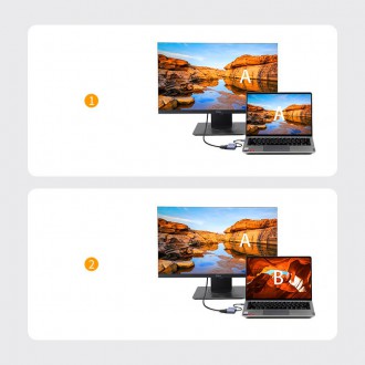 Ugreen převodník adaptéru USB - HDMI 1.3 (1920 x 1080@60Hz) + VGA 1.2 (1920 x 1080@60Hz) šedá (CM449)