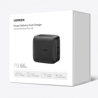 Ugreen charger 2x USB Type C 66W Power Delivery 3.0 Quick Charge 4.0+ black (CD216)