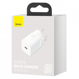 Baseus Super Si 1C fast wall charger USB Type C 25W Power Delivery Quick Charge white (CCSP020102)