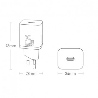 Baseus Super Si 1C fast wall charger USB Type C 25W Power Delivery Quick Charge white (CCSP020102)