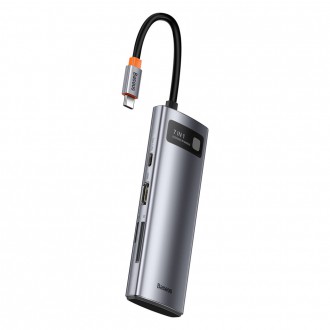 Baseus Metal Gleam Series multifunkční USB HUB 7v1 Type C HDMI TF PD čtečka karet šedá (WKWG020113)