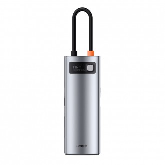 Baseus Metal Gleam Series multifunkční USB HUB 7v1 Type C HDMI TF PD čtečka karet šedá (WKWG020113)