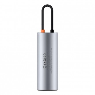 Baseus Metal Gleam Series multifunkční USB HUB 7v1 Type C HDMI TF PD čtečka karet šedá (WKWG020113)