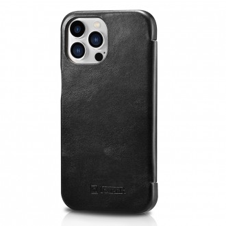 iCarer Curved Edge Vintage Folio Leather Case iPhone 13 Pro Black (RIX1303-BK)