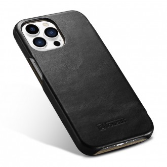 iCarer Curved Edge Vintage Folio Leather Case iPhone 13 Pro Black (RIX1303-BK)