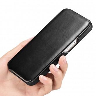 iCarer Curved Edge Vintage Folio Leather Case iPhone 13 Pro Black (RIX1303-BK)