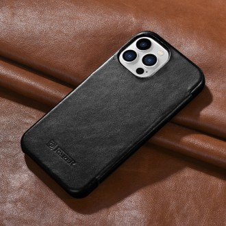 iCarer Curved Edge Vintage Folio Leather Case iPhone 13 Pro Black (RIX1303-BK)
