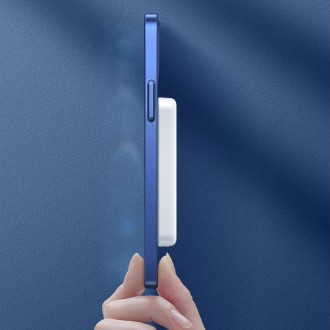 [RETURNED ITEM] Dudao bezdrátová powerbanka MagSafe 10W (5W Magsafe) 5000mAh + kovový adaptérový kroužek pro magnetické nabíjení bílá (K14S)