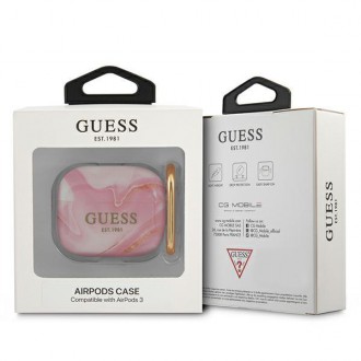 Guess GUA3UNMP kryt AirPods 3 růžový/růžový Marble Collection