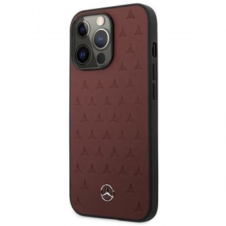 Mercedes MEHCP13LPSQRE iPhone 13 Pro / 13 6,1" czerwony/red hardcase Leather Stars Pattern