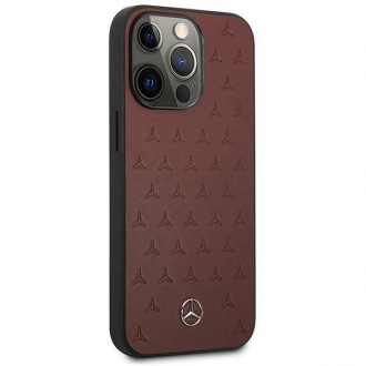 Mercedes MEHCP13LPSQRE iPhone 13 Pro / 13 6,1" czerwony/red hardcase Leather Stars Pattern