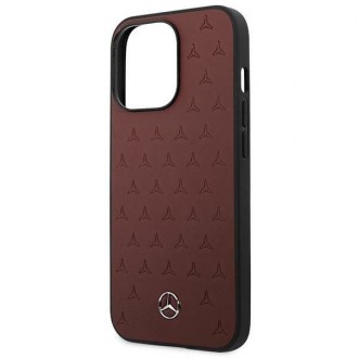 Mercedes MEHCP13LPSQRE iPhone 13 Pro / 13 6,1" czerwony/red hardcase Leather Stars Pattern