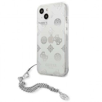 Guess GUHCP13SKPESI iPhone 13 mini 5,4&quot; stříbrný/stříbrný pevný obal Peony Chain Collection