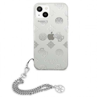 Guess GUHCP13SKPESI iPhone 13 mini 5,4&quot; stříbrný/stříbrný pevný obal Peony Chain Collection