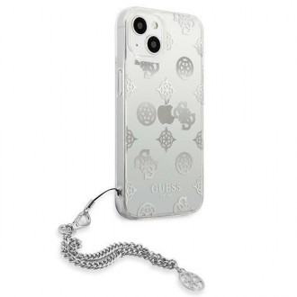 Guess GUHCP13SKPESI iPhone 13 mini 5,4&quot; stříbrný/stříbrný pevný obal Peony Chain Collection