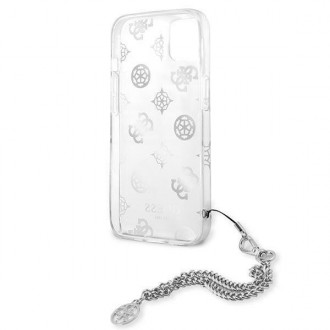 Guess GUHCP13SKPESI iPhone 13 mini 5,4&quot; stříbrný/stříbrný pevný obal Peony Chain Collection