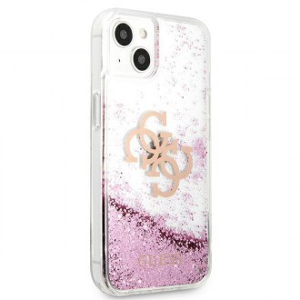 Guess GUHCP13SLG4GPI iPhone 13 mini 5,4&quot; růžový/růžový pevný obal 4G Big Liquid Glitter