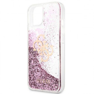 Guess GUHCP13SLG4GPI iPhone 13 mini 5,4&quot; růžový/růžový pevný obal 4G Big Liquid Glitter