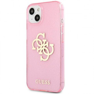 Guess GUHCP13SPCUGL4GPI iPhone 13 mini 5,4&quot; růžové/růžové pevné pouzdro Glitter 4G Big Logo