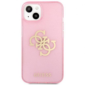 Guess GUHCP13SPCUGL4GPI iPhone 13 mini 5,4&quot; růžové/růžové pevné pouzdro Glitter 4G Big Logo