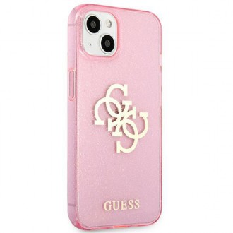 Guess GUHCP13SPCUGL4GPI iPhone 13 mini 5,4&quot; růžové/růžové pevné pouzdro Glitter 4G Big Logo