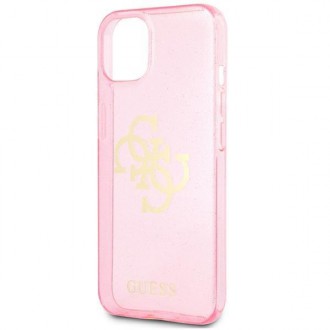 Guess GUHCP13SPCUGL4GPI iPhone 13 mini 5,4&quot; růžové/růžové pevné pouzdro Glitter 4G Big Logo