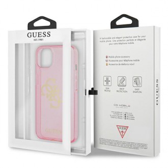 Guess GUHCP13SPCUGL4GPI iPhone 13 mini 5,4&quot; růžové/růžové pevné pouzdro Glitter 4G Big Logo