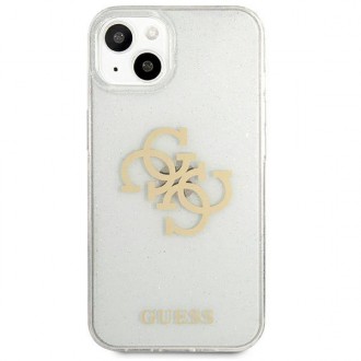 Guess GUHCP13SPCUGL4GTR iPhone 13 mini 5,4&quot; průhledné pevné pouzdro Glitter 4G Big Logo