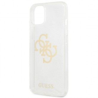 Guess GUHCP13SPCUGL4GTR iPhone 13 mini 5,4&quot; průhledné pevné pouzdro Glitter 4G Big Logo