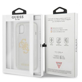 Guess GUHCP13SPCUGL4GTR iPhone 13 mini 5,4&quot; průhledné pevné pouzdro Glitter 4G Big Logo