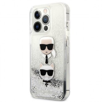 Karl Lagerfeld KLHCP13LKICGLS iPhone 13 Pro / 13 6,1" srebrny/silver hardcase Liquid Glitter Karl&Choupette Head