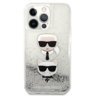 Karl Lagerfeld KLHCP13LKICGLS iPhone 13 Pro / 13 6,1" srebrny/silver hardcase Liquid Glitter Karl&Choupette Head